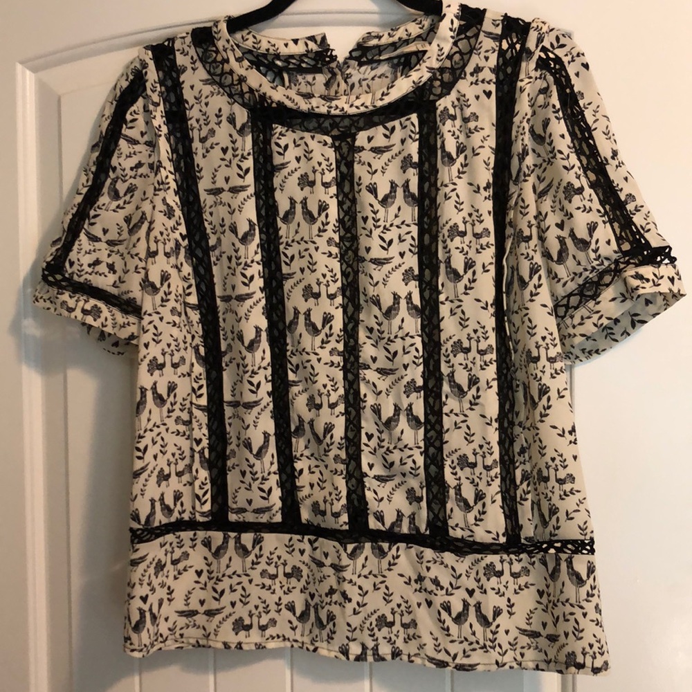 Anthropologie blouse with lace detailing